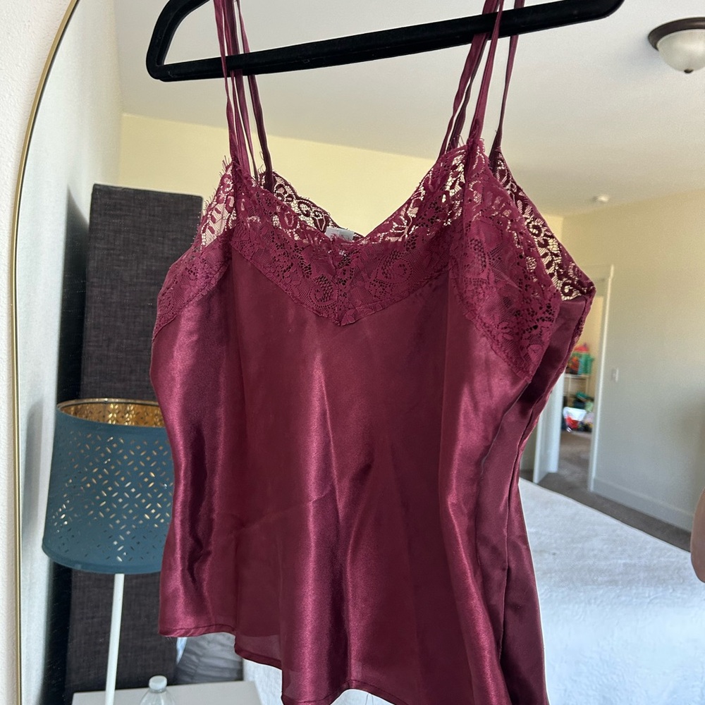 Fashion Nova Burgundy Lace Satin Top
